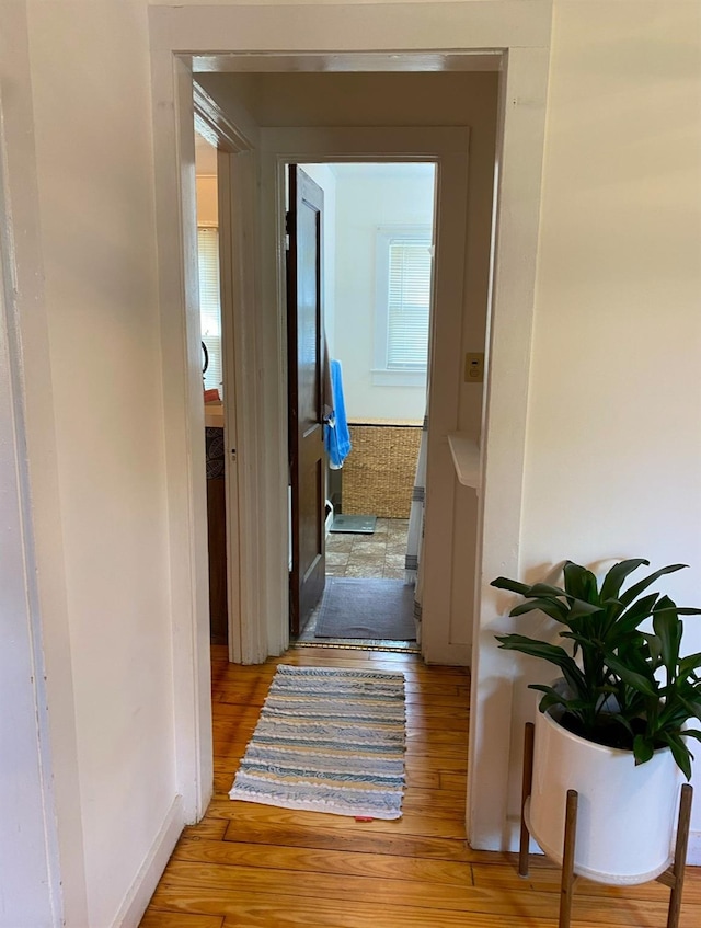 hall with light wood-type flooring