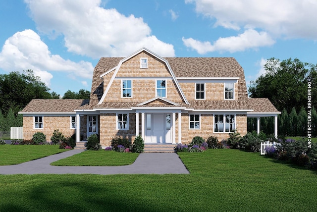 view of front of home with a front yard