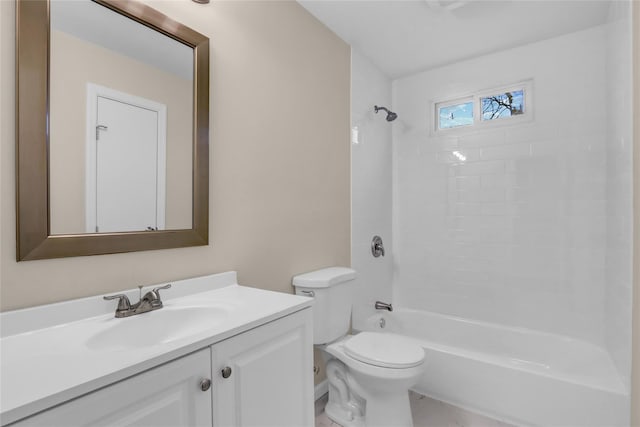 full bathroom featuring vanity, toilet, and bathing tub / shower combination