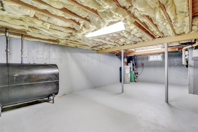 basement featuring water heater