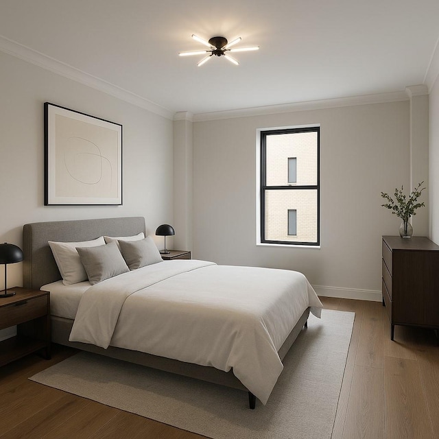 221 W 82nd St Unit 7B, New York Manhattan, NY 10024 - bedroom featuring ornamental molding and light wood finished floors