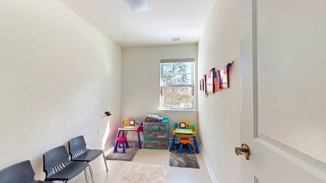 playroom with visible vents and baseboards