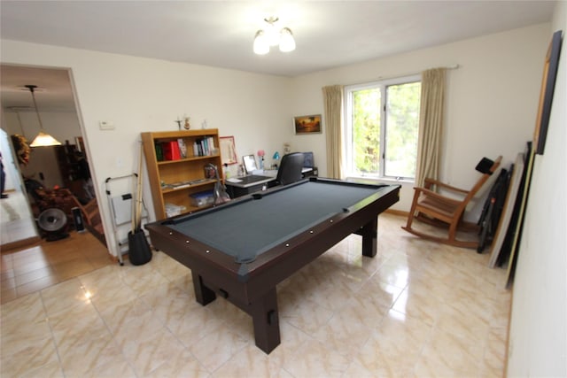 recreation room with billiards