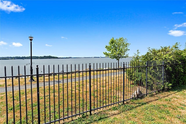 view of yard with a water view