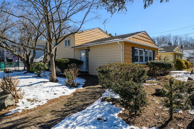 view of snow covered exterior