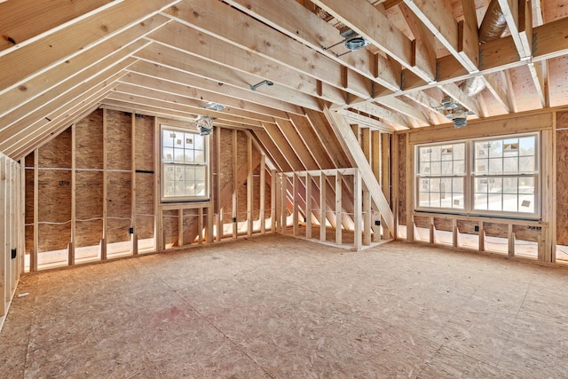 view of unfinished attic