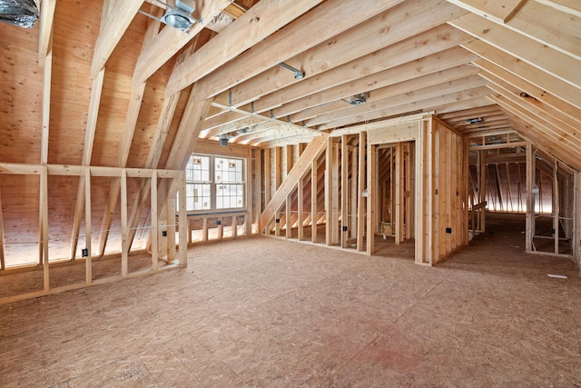 view of unfinished attic