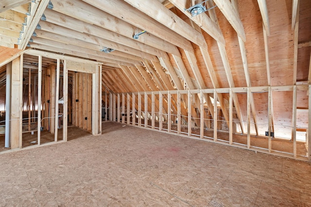 view of unfinished attic