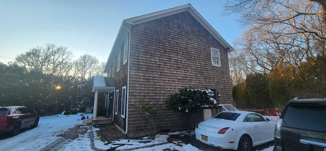 view of snow covered exterior