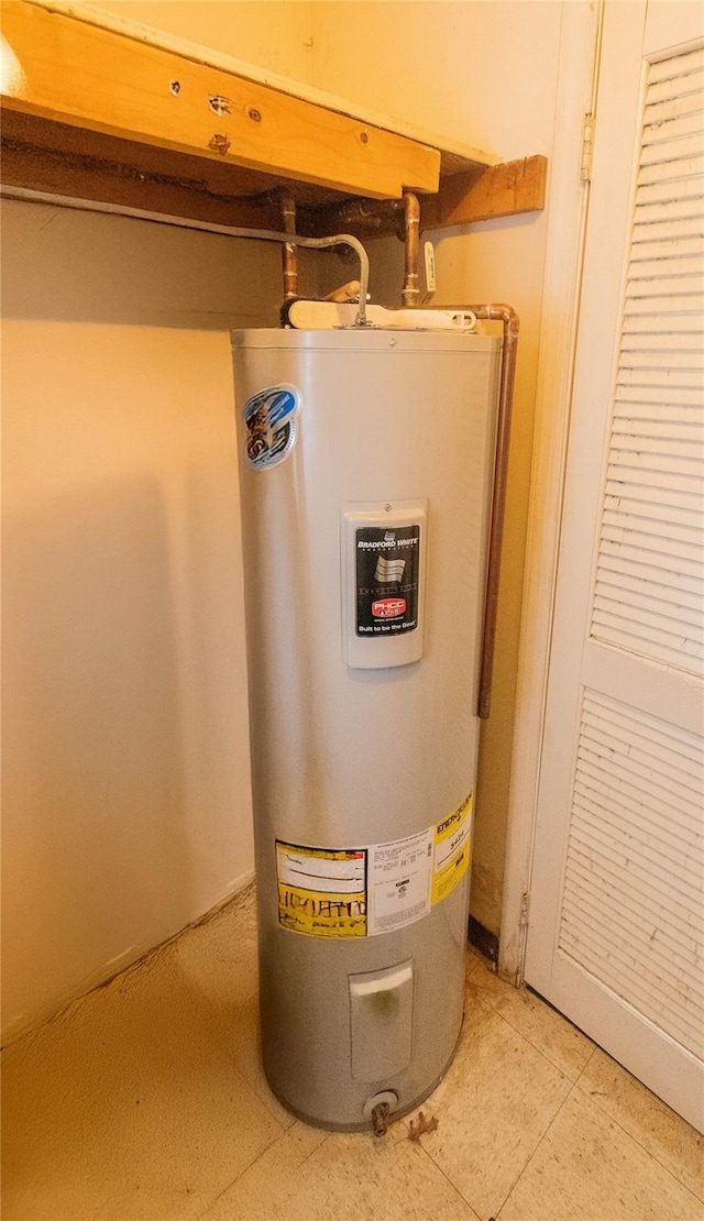 utility room featuring water heater