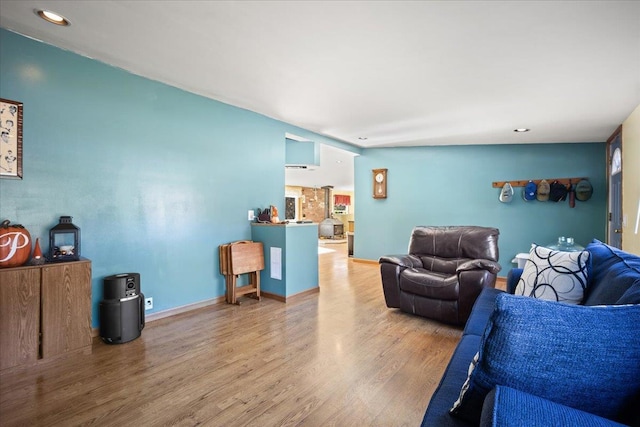 living room with light wood-type flooring