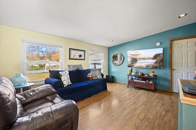 living room featuring light hardwood / wood-style floors