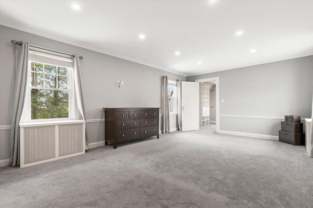 320 Putnam Ave, Port Chester, NY 10573 - unfurnished bedroom with ornamental molding, baseboards, carpet, and recessed lighting