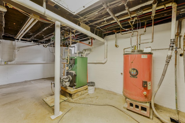 basement with water heater