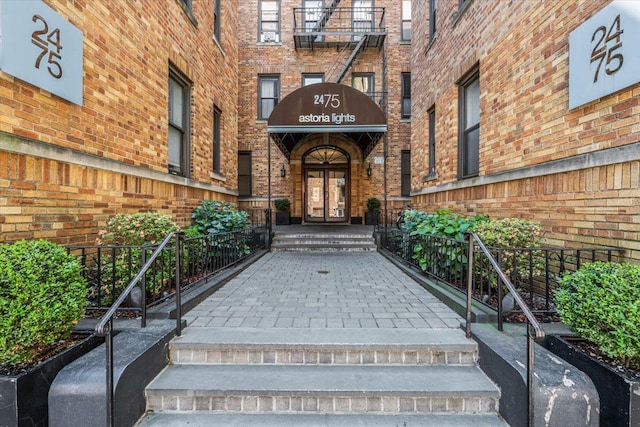 property entrance with french doors