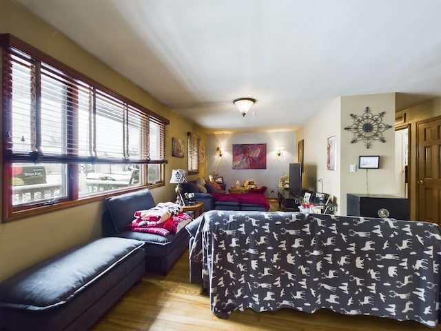 bedroom with light hardwood / wood-style floors