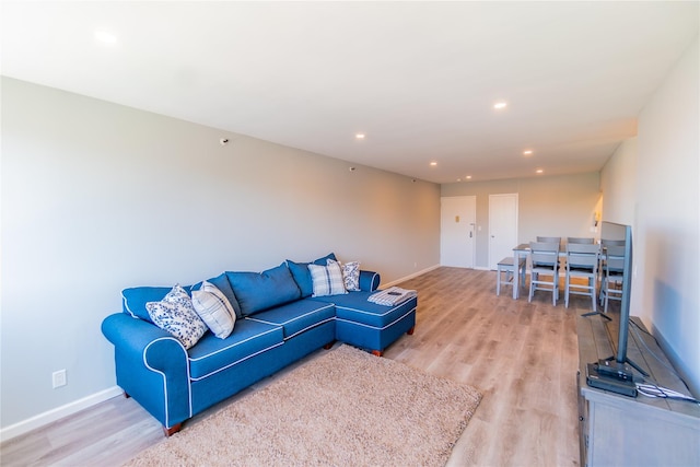 living room with light hardwood / wood-style floors