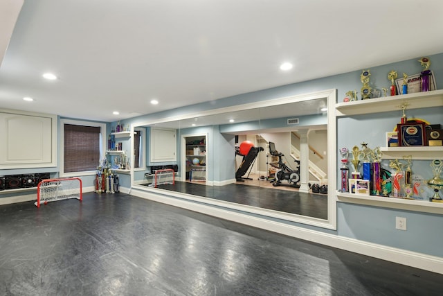 welcome area featuring stairs and visible vents