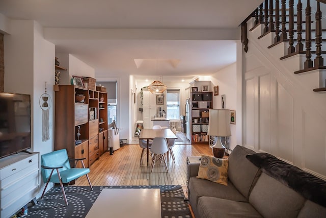 living room featuring light hardwood / wood-style floors