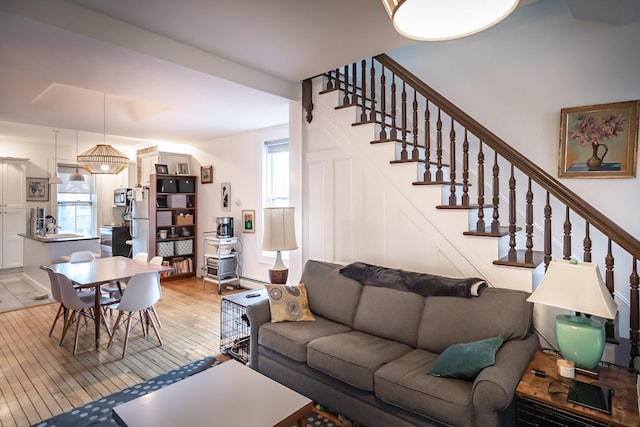 living room featuring light hardwood / wood-style floors