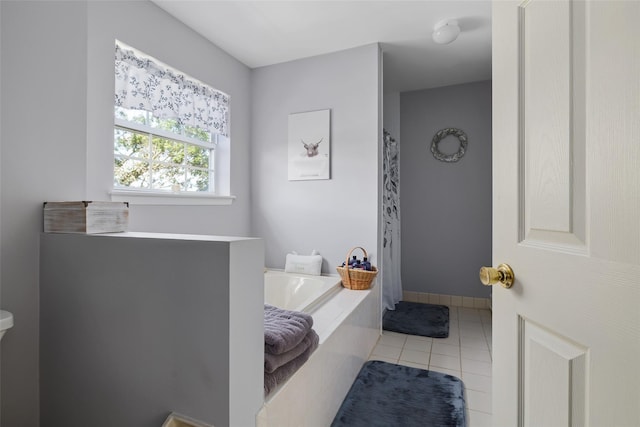 106 Williams Way S, Baiting Hollow, NY 11933 - full bathroom featuring a garden tub and tile patterned flooring