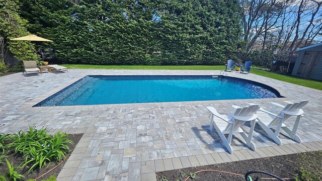 2 Bridle Path, Westhampton Beach, NY 11978 - view of pool with fence, a fenced in pool, and a patio area