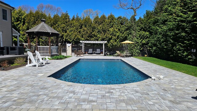 2 Bridle Path, Westhampton Beach, NY 11978 - view of pool with a gazebo, a patio area, a pergola, and a fenced in pool