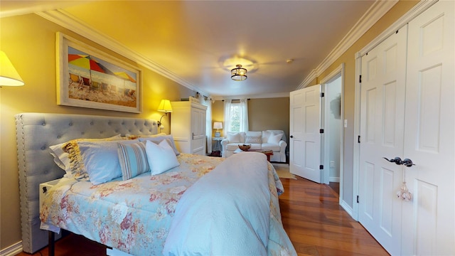 2 Bridle Path, Westhampton Beach, NY 11978 - bedroom with baseboards, ornamental molding, and wood finished floors