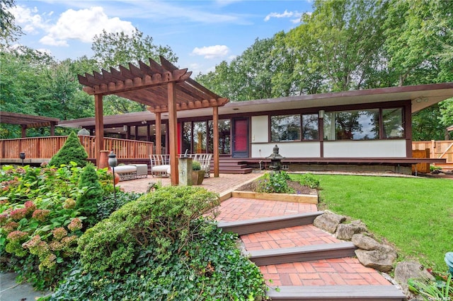 exterior space with a pergola