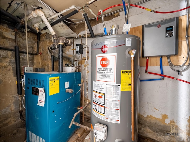 utility room with water heater