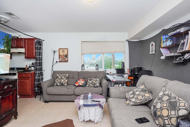 view of tiled living room