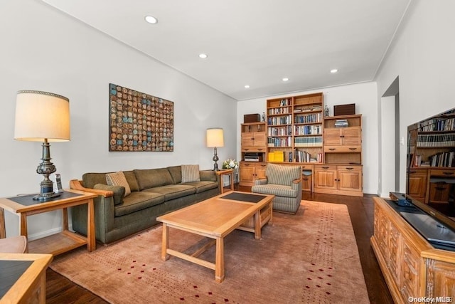 living room featuring dark hardwood / wood-style floors