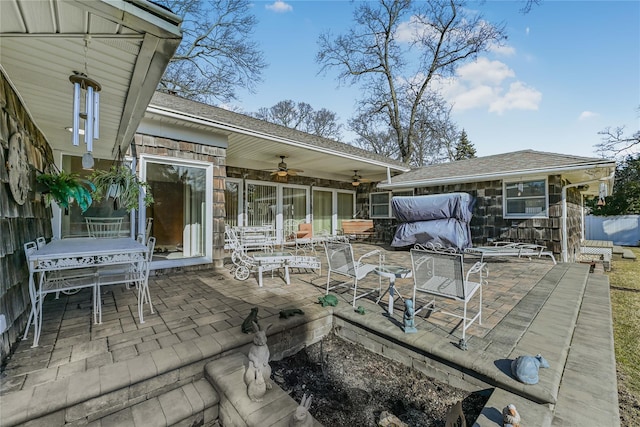 view of patio with ceiling fan