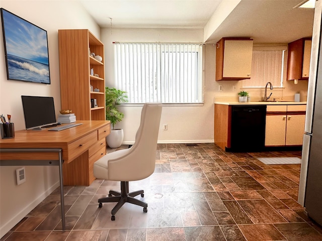 home office with sink