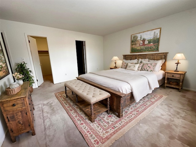 carpeted bedroom featuring a spacious closet