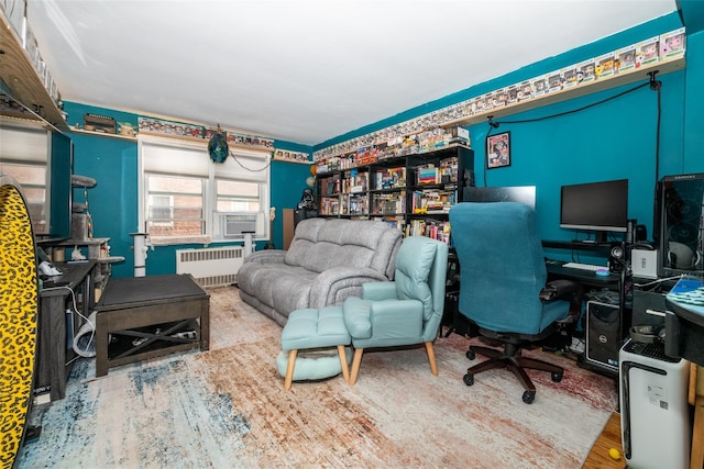 office space with cooling unit and radiator