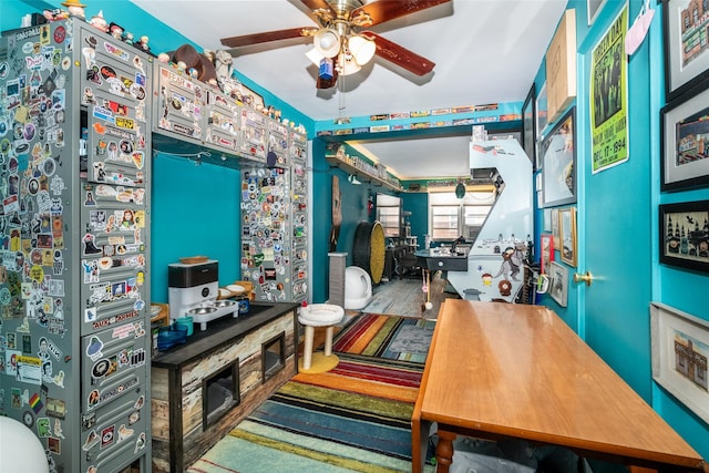 dining room featuring ceiling fan