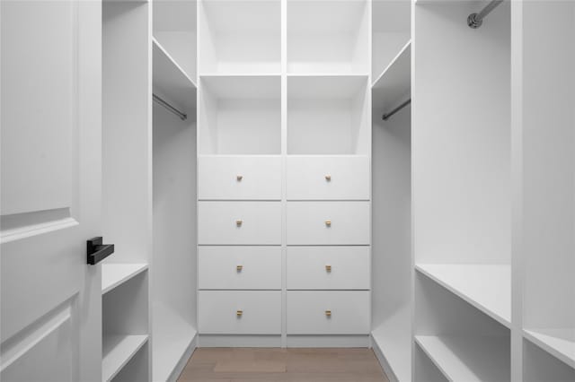 spacious closet with light wood-style flooring