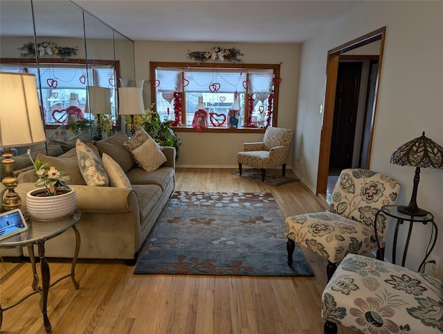 living room with light hardwood / wood-style floors