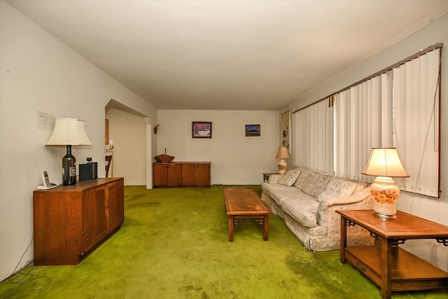 living room featuring carpet floors