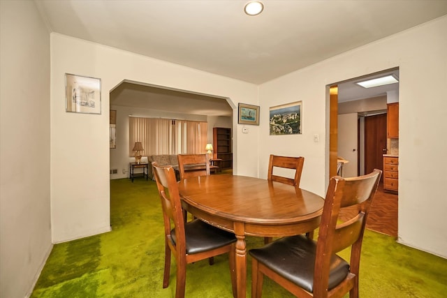 view of carpeted dining room