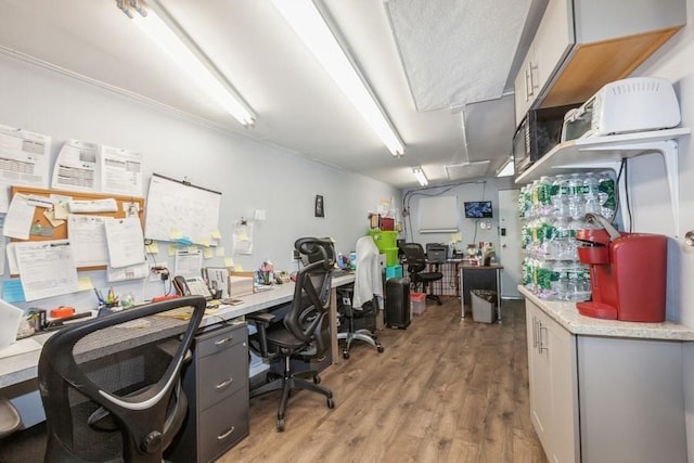 home office featuring light hardwood / wood-style flooring