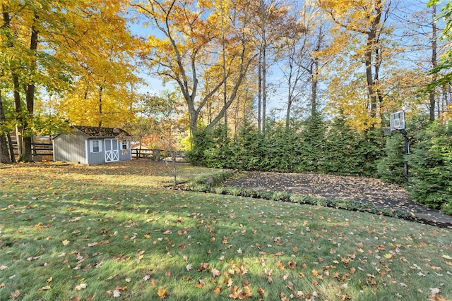 view of yard with a storage unit and an outdoor structure