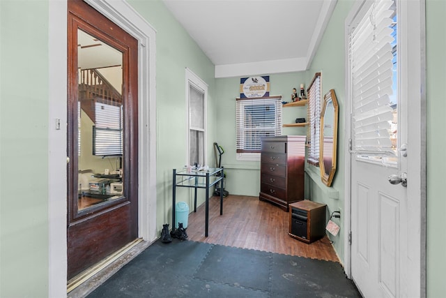 interior space featuring dark hardwood / wood-style flooring and a wealth of natural light