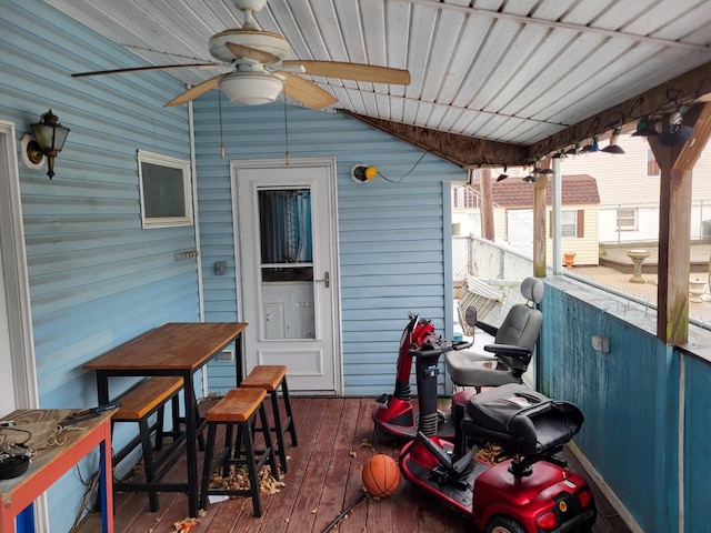 view of patio with a ceiling fan