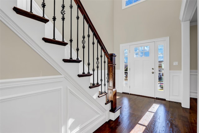 entrance foyer featuring dark wood-type flooring