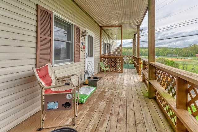 wooden terrace with covered porch