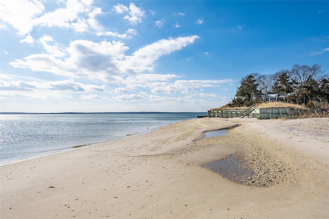 property view of water featuring a view of the beach