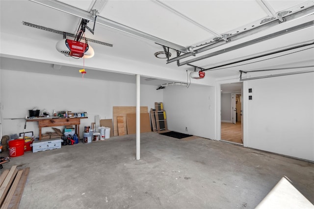 garage with a garage door opener