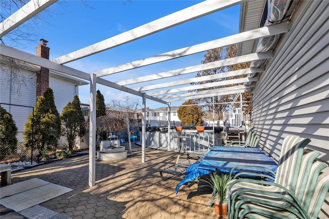 view of patio featuring a pergola